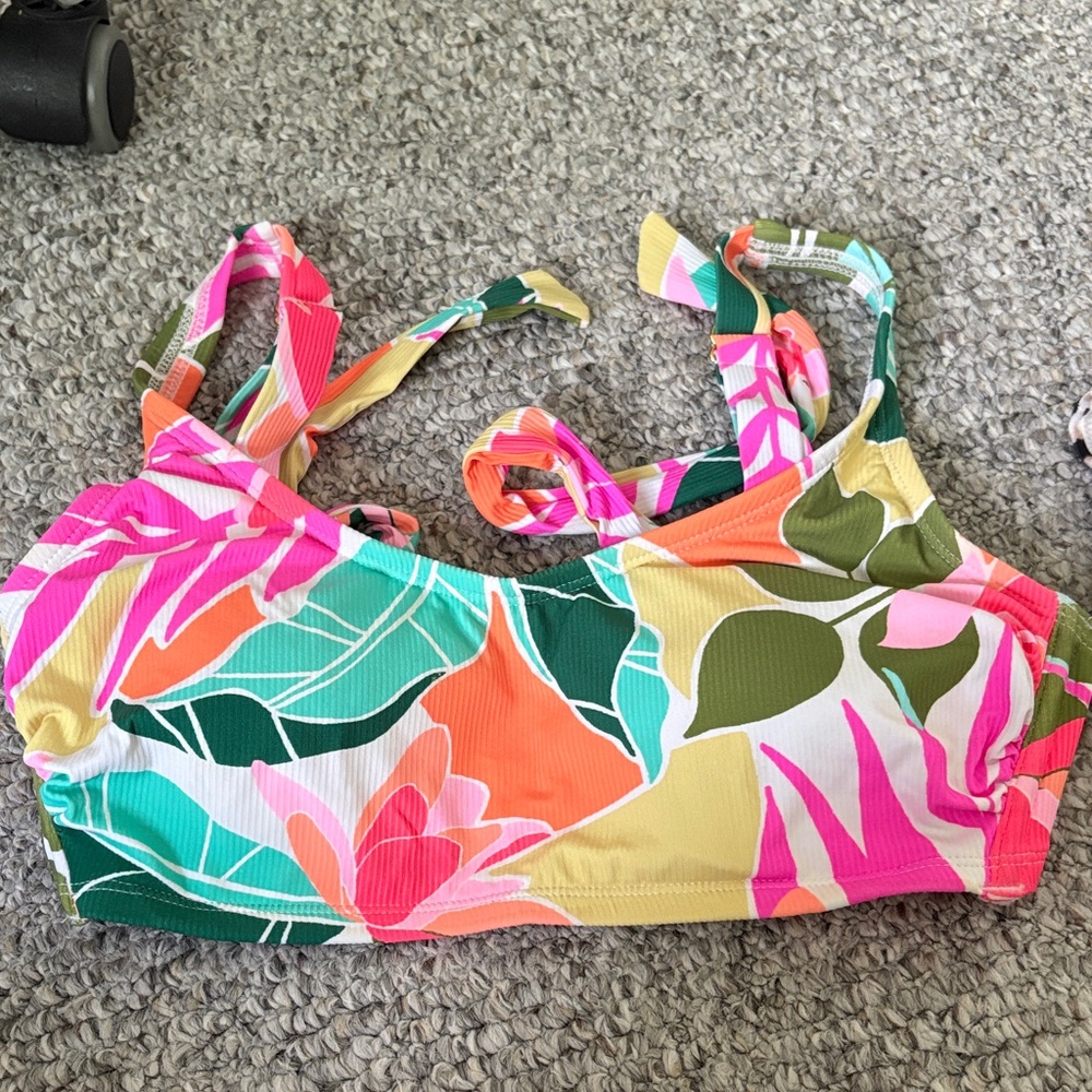 Xhilaration Floral Mix Color Bikini Top - Pink, Orange, Green, Teal